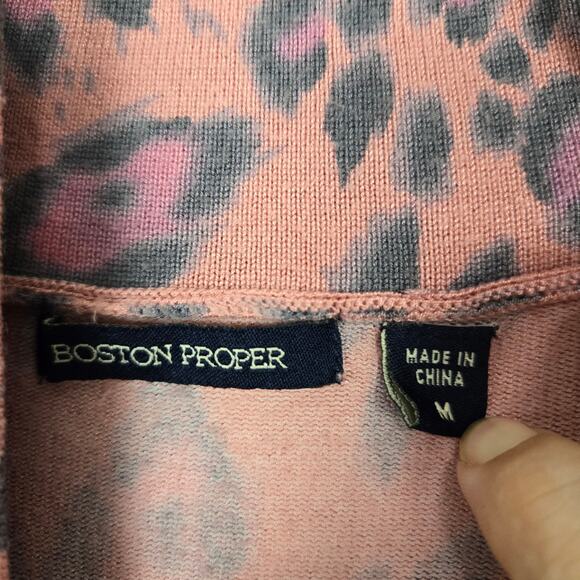 Boston Proper cheetah print open cardigan pink pleated - Picture 4 of 6